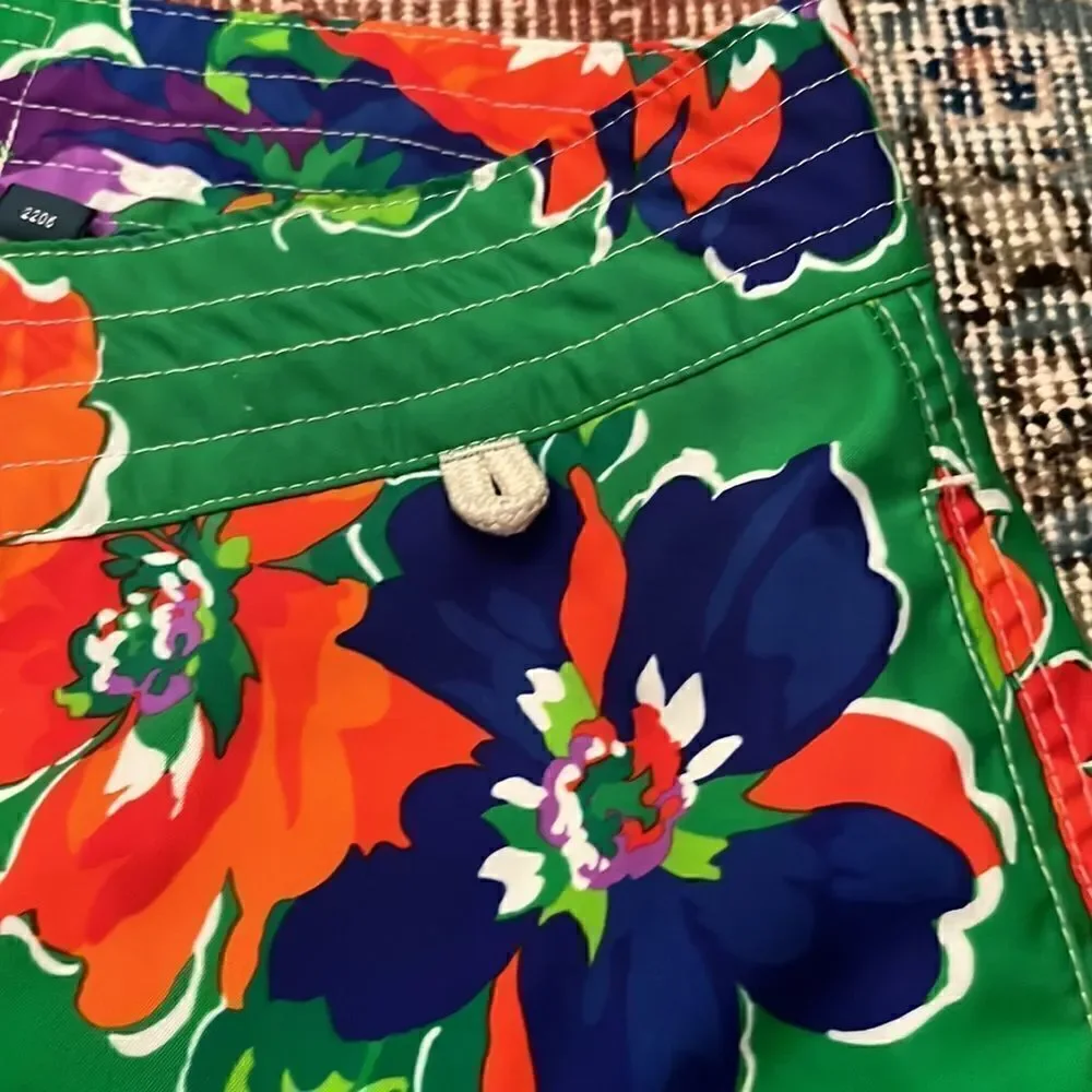Polo by Ralph Lauren Men's Hawaiian Board Shorts-  Swim Trunks Tropical Green